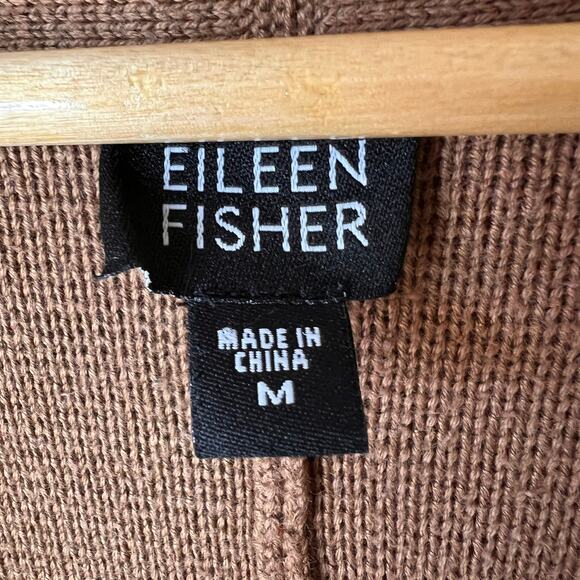 Eileen Fisher Cardigan Womens Size Medium Camel Brown Cotton Blend Sweater - Picture 2 of 14